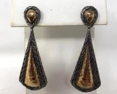 John Hardy 22K Yellow Gold and Sterling Silver 2" L Drop Earrings