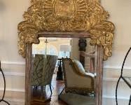 Antique Italian Large Baroque Heavily Carved Gilded Mirror