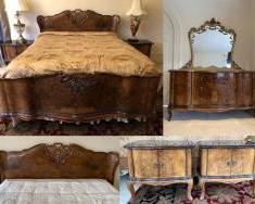 19th Century Italian Bombay Burl Walnut Bedroom 4 Piece Set
