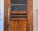 Late 1800's Primitive French Bonnetiere Cabinet with Carved Glass Front Door