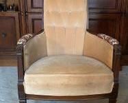 Vintage button Tufted High Back Chair with Spring Bottom Seat