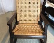 Oak Frame Rattan Weaved Seat and Bottom Rocker