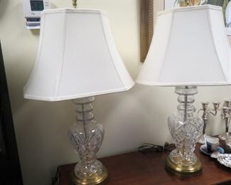 A pair of Waterford crystal table lamps.