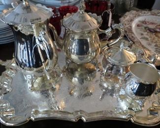 Silver plate serving set.