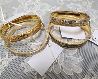 Gold filled bangle bracelets.