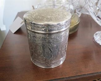 Rare antique Islamic chased 900 silver container.