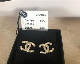 Chanel 14k & crystal earrings - $350 or best offer. 