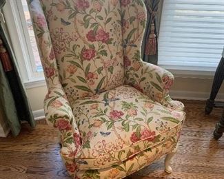 Scott Shuptrine wing back arm chairs (pair) (43” tall, 32” wide, 25” deep) - $250/each or best offer.