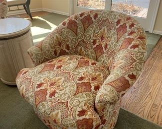 Custom upholstered Scott Shuptrine swivel armchairs - $250/each or best offer.