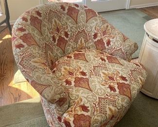 Custom upholstered Scott Shuptrine swivel armchairs (33.5” wide, 22” deep, 31.5” tall) - $250/each or best offer.
