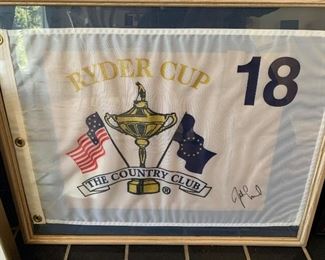 Ryder Cup 18th green flag with autograph(?) - 