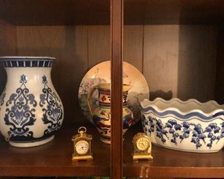 lots of blue-and-white porcelain