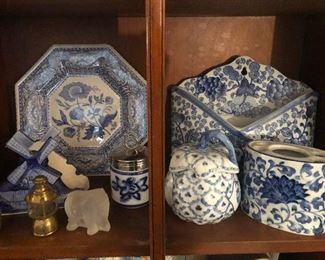 Lots of blue and white plates