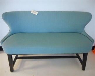 Lot 108 Blue Colored Upholstered Sofa Couch with low back