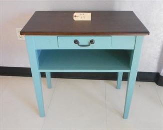 Lot 111 Wooden Turquoise Table with Drawer