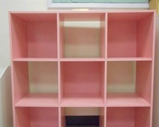 Lot 126 Simple Pink Wooden Cubby Shelf