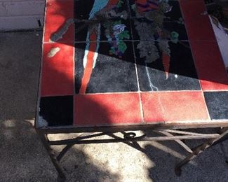 Tile top iron table