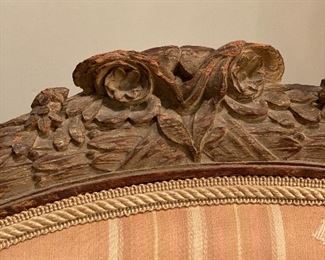 Details of Antique French Wingback chair. 