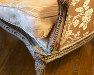 Details of Antique French Wingback chair