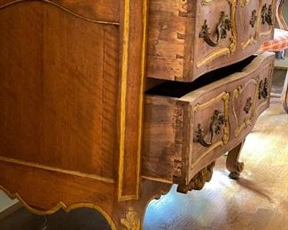 Details of Antique Louis XV commode. 