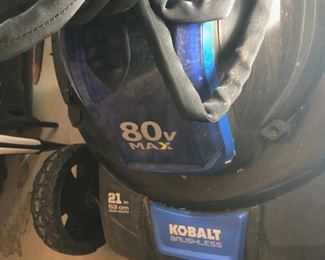 Kobalt 80-volt Max Brushless Lithium Ion Push 21" in Cordless Electric Lawn Mower.  Working condition with 2 batteries and a charger.  