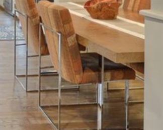 Burl Wood Table with Chrome Legs for Thayer Coggin Inc 7' long.  Also for sale are the 8 chairs.