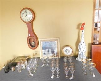 Crystal Glasses and Hand made wall clock