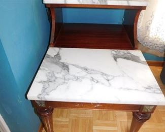 Antique Marble end table with original casters