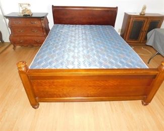 Queen bed frame and queen mattress and box spring