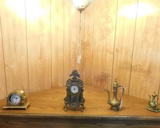 Brass clock and various pieces