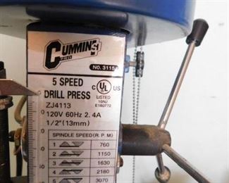 Cummin 5 Speed Drill Press 