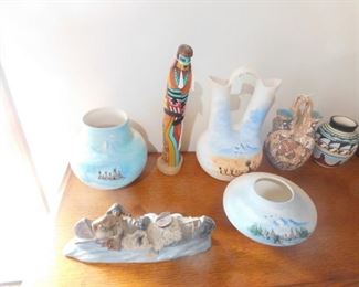 Native American pieces signed including Wedding vase