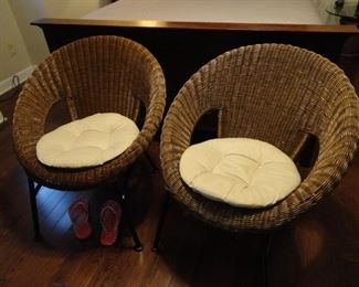 Pair of rattan world market chairs