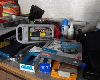 Shelves/Drawers/tables/boxes of assorted tools