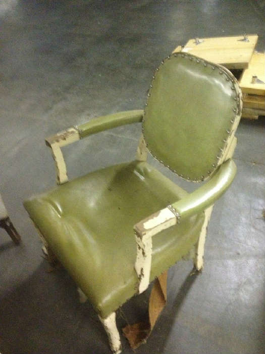 Antique green leather chair