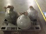 Three industrial light fixtures