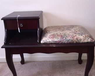 Telephone Table w/Upholstered Seat