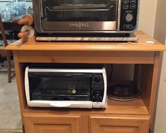 Waring Convection Oven/Hamilton Beach Toaster Oven/Oak Rolling Kitchen Cart