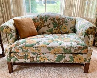Loveseat / Sofa with Quilted Floral Upholstery 