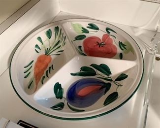 Hand Painted Divided Vegetable Bowl