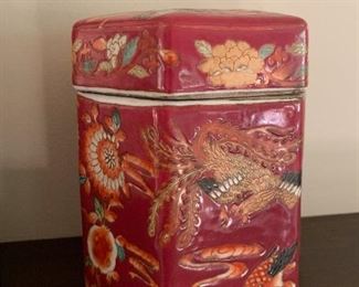 Asian Porcelain Covered Jar / Canister