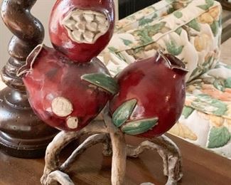 Triple Pomegranate Ceramic Vase