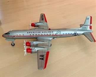 Tin Litho American Airlines Battery Operated Multi-Act DC-7C Plane