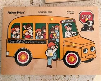 Vintage Fisher Price Puzzle - School Bus