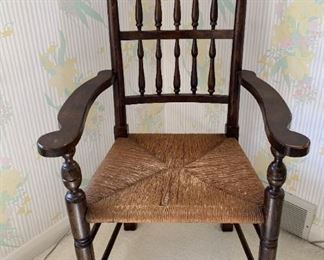 Wooden Spindle Back Chair with Rush Seat