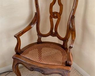 Lovely Wooden Armchair with Cane Seat