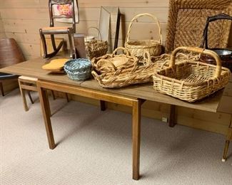 Vintage Dining Table, Baskets