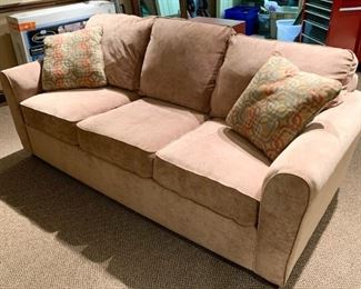 Lot #237 - $400 - Neutral La-Z-Boy 3-Seat Sleeper Sofa with Blow Up Mattress