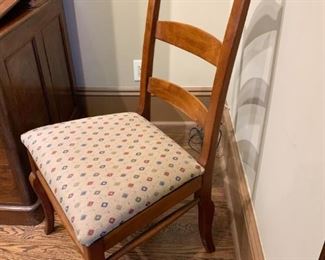 Lot #248 - $65 - Antique / Vintage Ladderback Chair with Upholstered Seat