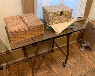 Sewing Baskets, Sewing Supplies, Vintage Typewriter Table